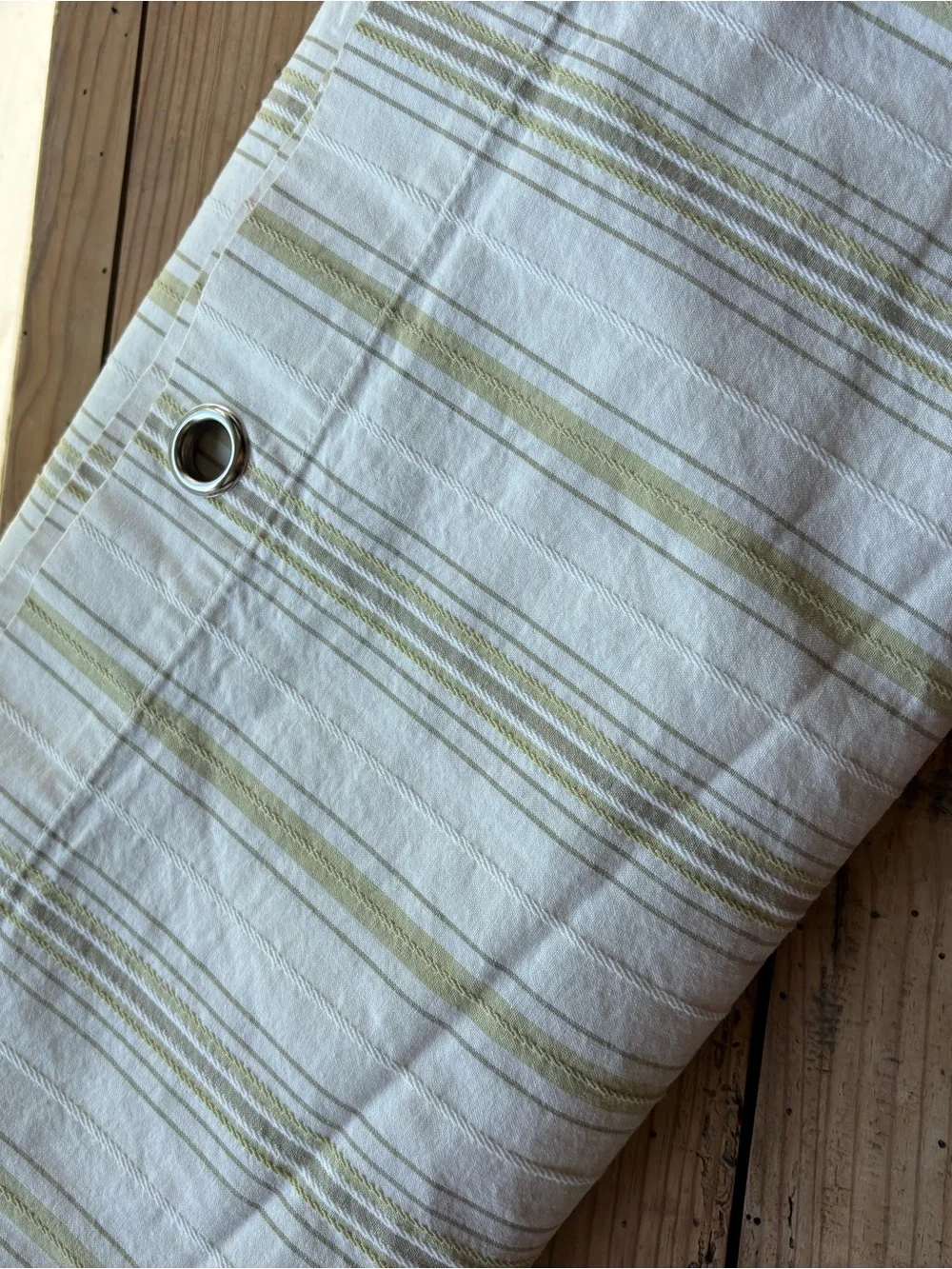 Restoration Hardware Cream and Beige Striped Shower Curtain